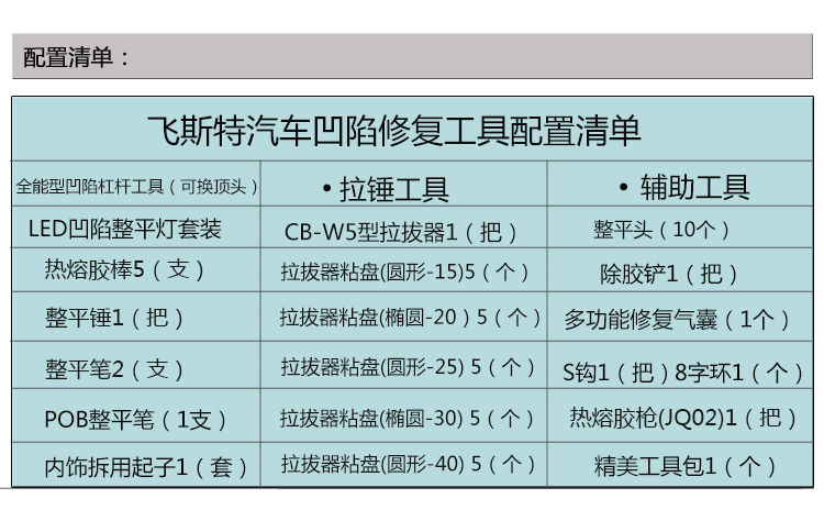 汽车免喷漆凹陷修复（三合一）工具产品详情介绍